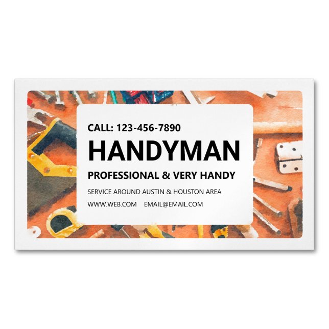 Affärskortet Magnet: Handyman Services Magnetiska Visitkort (Framsida)