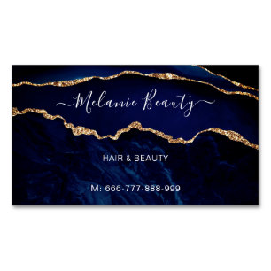 Affärskortet Magnet Navy Blue Guld Hair Beauty