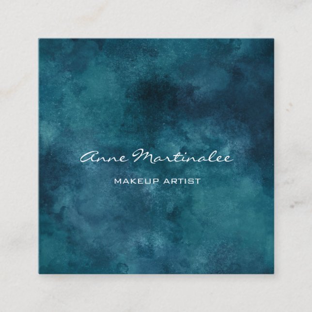 Affärskortet Makeup Artist Abstrakt Blue Square Fyrkantigt Visitkort (Framsida)