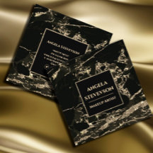 Affärskortet Makeup Artist Black Guld Marble
