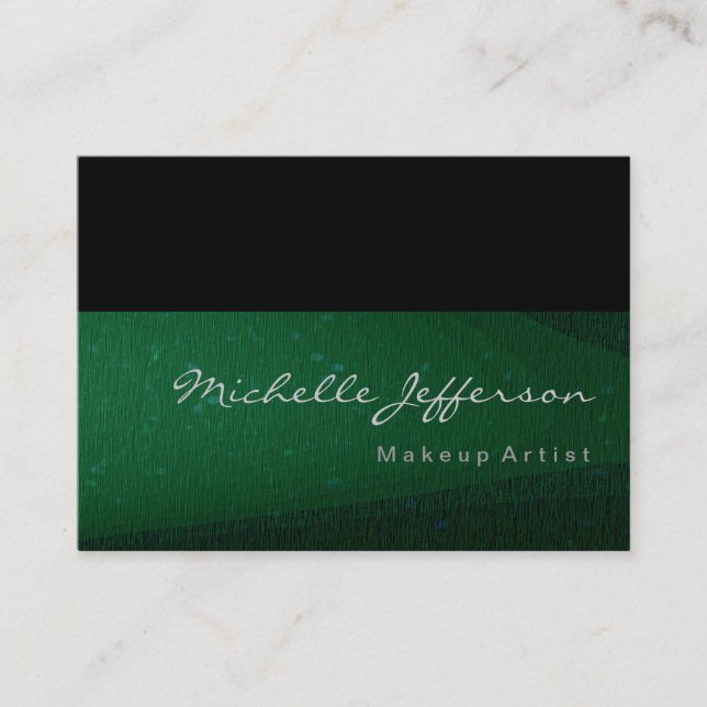 Affärskortet Makeup Artist Grönt Black Mönster Visitkort (Framsida)