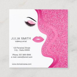 Affärskortet Makeup-artist med glitter, effekt Fyrkantigt Visitkort