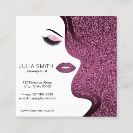 Affärskortet Makeup-artist med glitter, effekt Fyrkantigt Visitkort