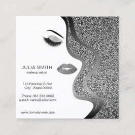 Affärskortet Makeup-artist med glitter, effekt Fyrkantigt Visitkort