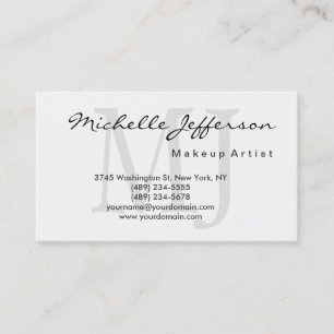 Affärskortet Makeup Artist Monogram Script White Visitkort