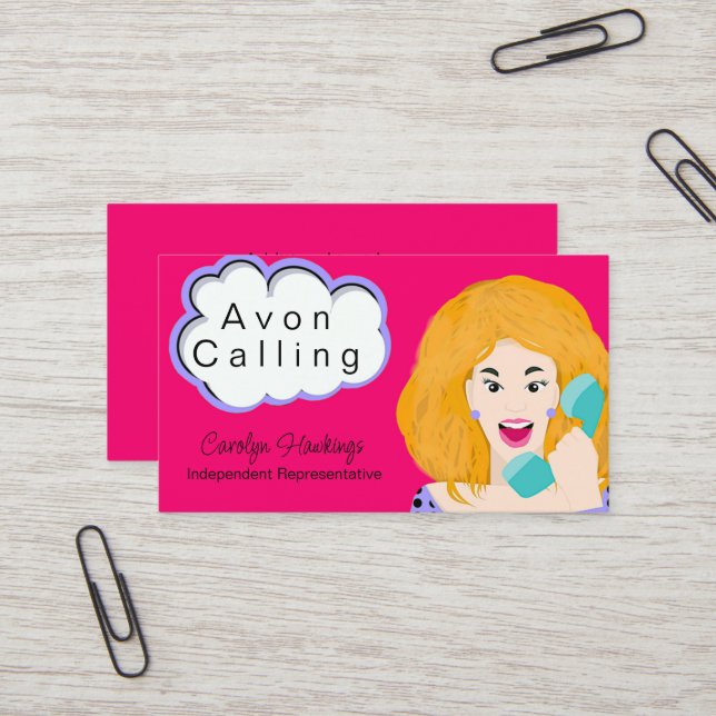 Affärskortet Makeup Oberoende Rep Avon Visitkort (Fram/Back In Situ)