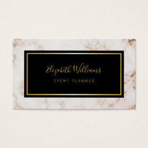 Affärskortet Marble Black Guld Event Planner Visitkort