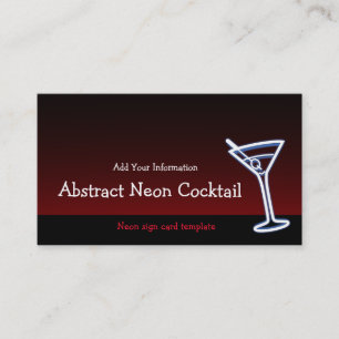 Affärskortet Martini Glass Neon Logotyp Visitkort