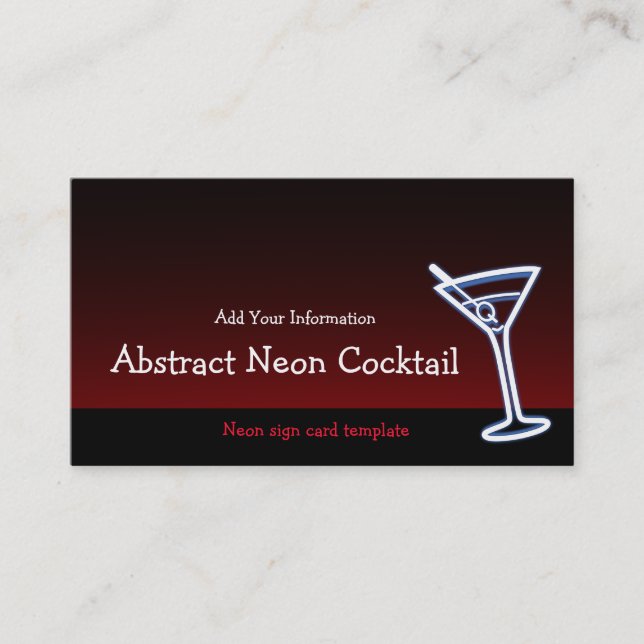 Affärskortet Martini Glass Neon Logotyp Visitkort (Framsida)