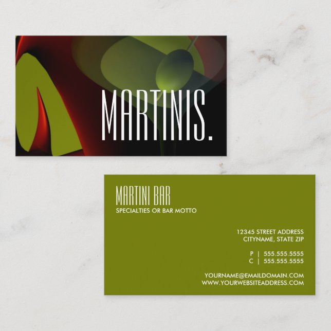 affärskortet Martini pub Visitkort (Fram/baksida)