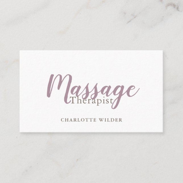 Affärskortet Massage Therapist  Rosa Script Visitkort (Framsida)