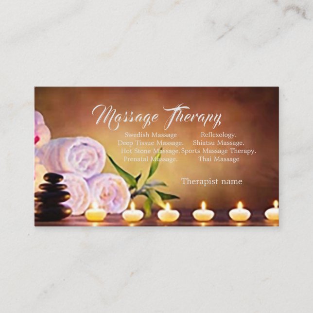 Affärskortet Massage Therapy/Candles Visitkort (Framsida)