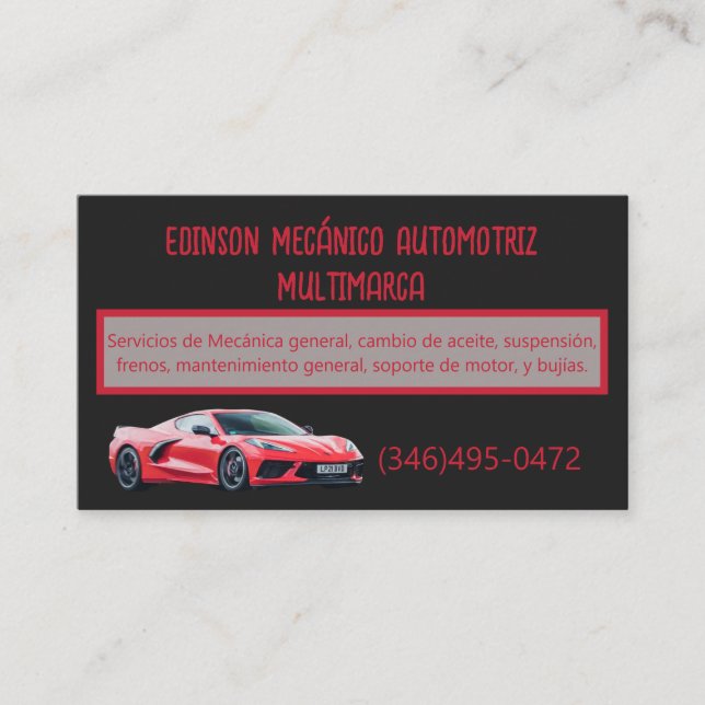 Affärskortet Mecánico Automotriz Visitkort (Framsida)