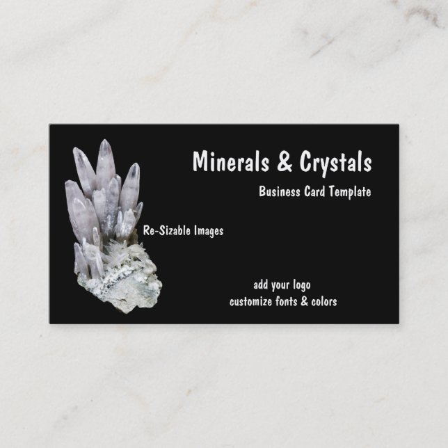 Affärskortet Minerals och Quartz Crystals Visitkort (Framsida)