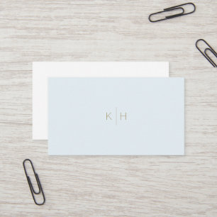 Affärskortet Minimalistisk Blek Blue White Monogra Visitkort
