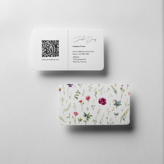 Affärskortet Minimalistisk Blommigt Visitkort (Skapare uppladdad)