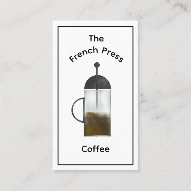 Affärskortet Minimalistisk Fransk Press Coffee Sho Visitkort (Framsida)