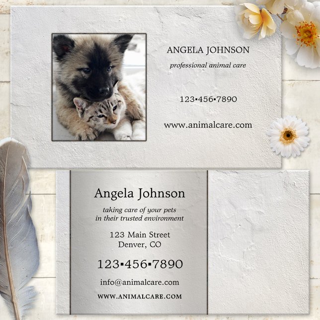 Affärskortet Minimalistisk Personlig - foto Visitkort (Minimalist business card featuring your own photo framed by an off white plastered wall texture)