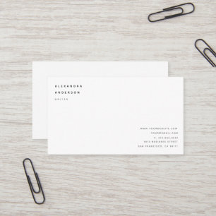 Affärskortet Minimalistisk ren vit Professionell Visitkort