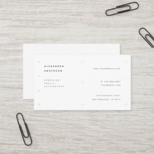 Affärskortet Minimalistisk vit CPA-Professionell Visitkort