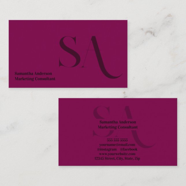 Affärskortet Minimalistiskt monogram för elegant | Visitkort (Fram/baksida)