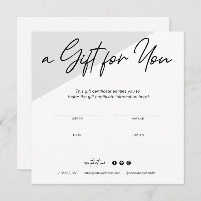 Affärskortet Minimalistiskt presentkort (Fram/baksida)