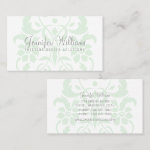 Affärskortet Mint Grönt Subtle Damask Visitkort