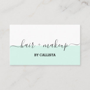Affärskortet Mint Grönt White Script Hair Makeup Visitkort