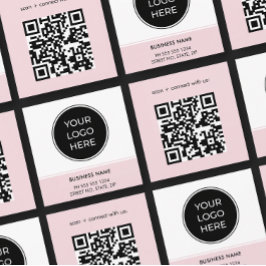 Affärskortet Mjuk Rosa QR-Logotyp, fyrkant Fyrkantigt Visitkort