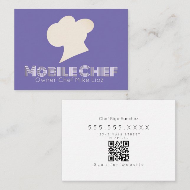 Affärskortet Mobile Chef Food Lastbil Owner Burger Visitkort (Fram/baksida)