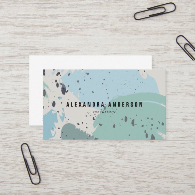 Affärskortet Modern blå Grått-penseldrag Visitkort (Fram/Back In Situ)