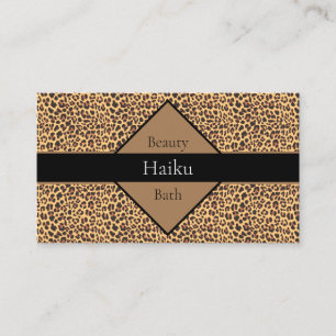 Affärskortet Modern Black and Tan Leopard Print Visitkort