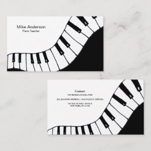 Affärskortet Modern Black and White Piano Teacher Visitkort