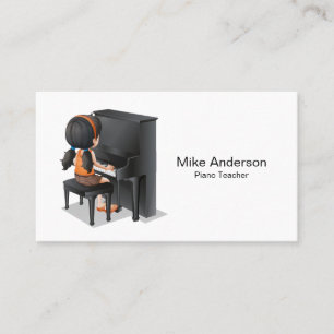 Affärskortet Modern Black and White Piano Teacher Visitkort