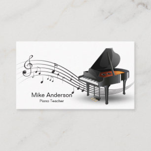 Affärskortet Modern Black and White Piano Teacher Visitkort