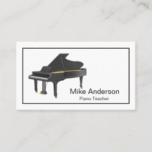 Affärskortet Modern Black and White Piano Teacher Visitkort