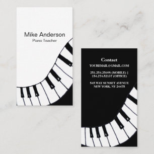 Affärskortet Modern Black and White Piano Teacher Visitkort