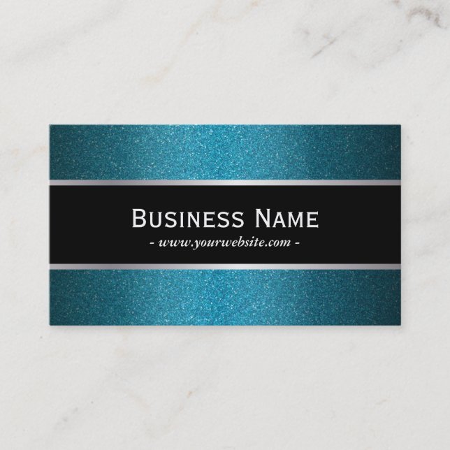 Affärskortet Modern Black Banner Teal Glitter Visitkort (Framsida)