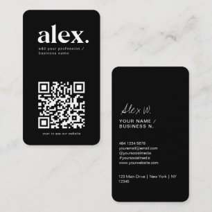 Affärskortet Modern Black & White QR Code Logotyp Visitkort