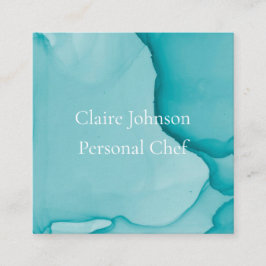 Affärskortet Modern Blue Bläck Watercolor Fyrkantigt Visitkort