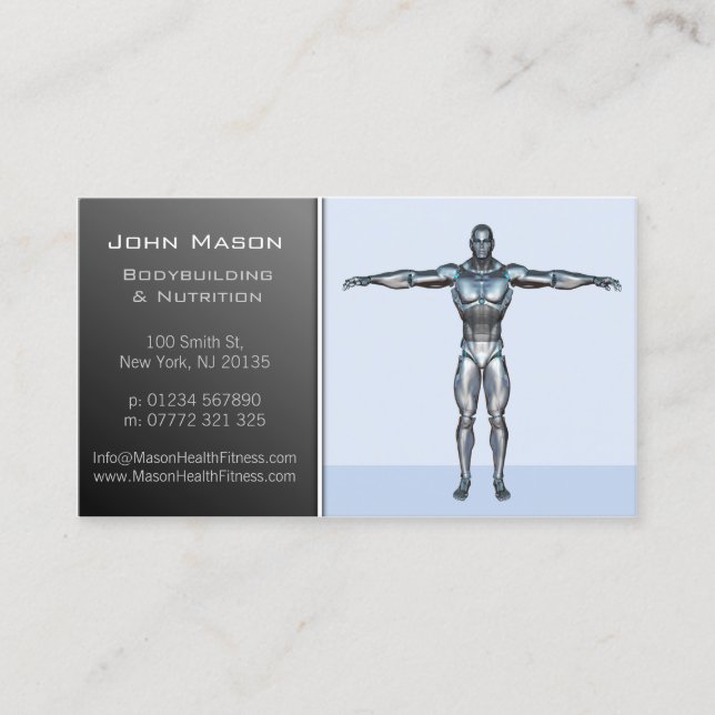 Affärskortet Modern Blue Personal Trainer Visitkort (Framsida)