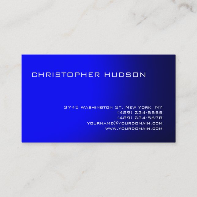 Affärskortet Modern Blue Simple Plain Visitkort (Framsida)