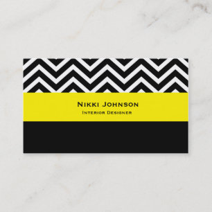 Affärskortet Modern Chevron Black & Gult Glam Visitkort