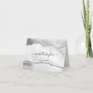 Affärskortet Modern Chic Monogram Marble Anteckningskort