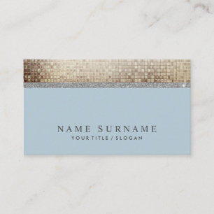 Affärskortet Modern Chic Sequin Dusty Blue Silver Visitkort