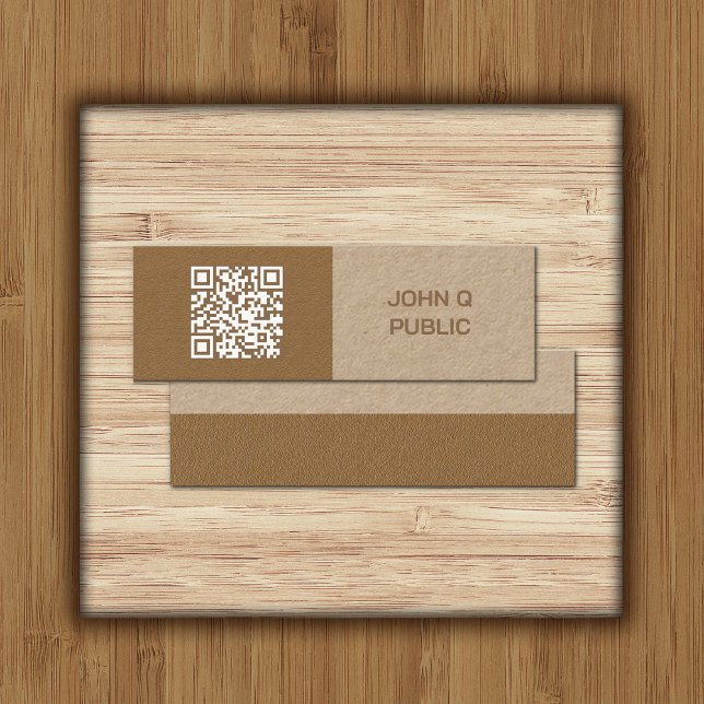 Affärskortet Modern Craft QR Code Brown Mini Visitkort (Skapare uppladdad)