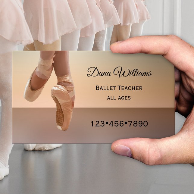 Affärskortet Modern Dance Ballerina Visitkort (Elegant business card for a choreographer or ballet teacher, dance school or studio - ballet shoes)