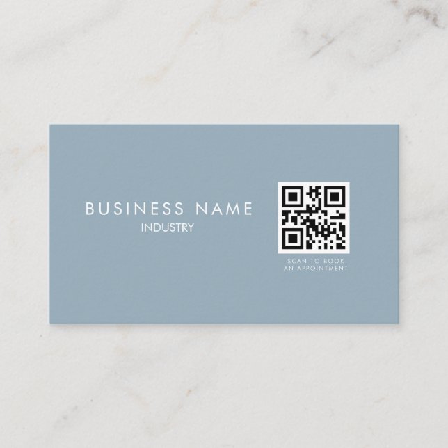 Affärskortet Modern Dusty Blue Minimalist QR-kod Visitkort (Framsida)