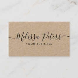 Affärskortet Modern Elegant Script Rustic Kraft Visitkort