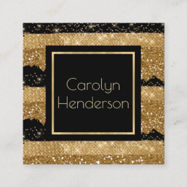 Affärskortet Modern Glam Black och Guld Fyrkantigt Visitkort